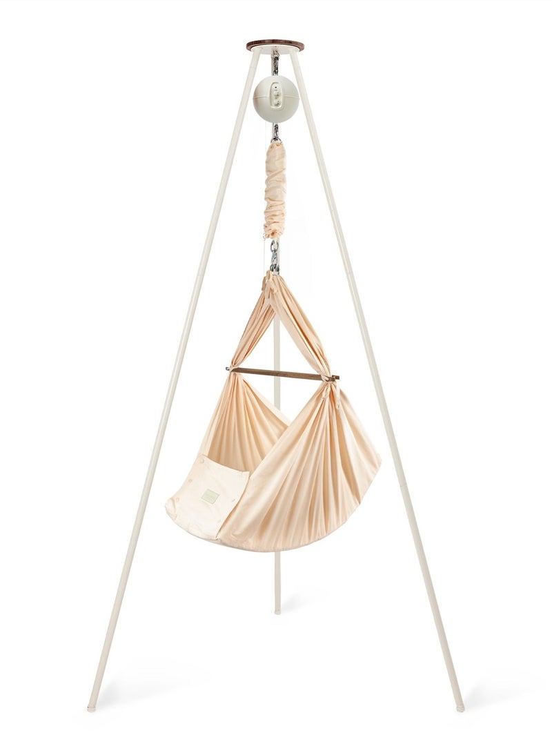 Moonboon Classic Baby Sleep Bundle - Organic Sleep System Hammock | Includes Bluetooth Motor & Tripod Stand | Danish Design for Better Baby Sleep (Rose Cloud, White Tripod) - Image 1